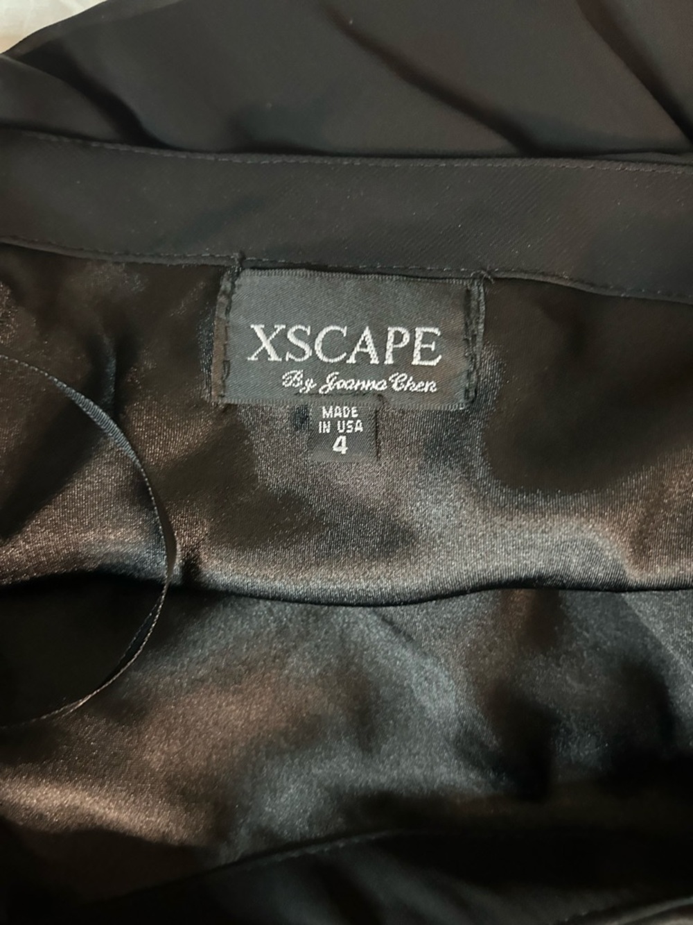 Xscape Black One-Shoulder Chiffon Evening cocktail Dress with Rhinestone Brooch - Picture 7 of 11